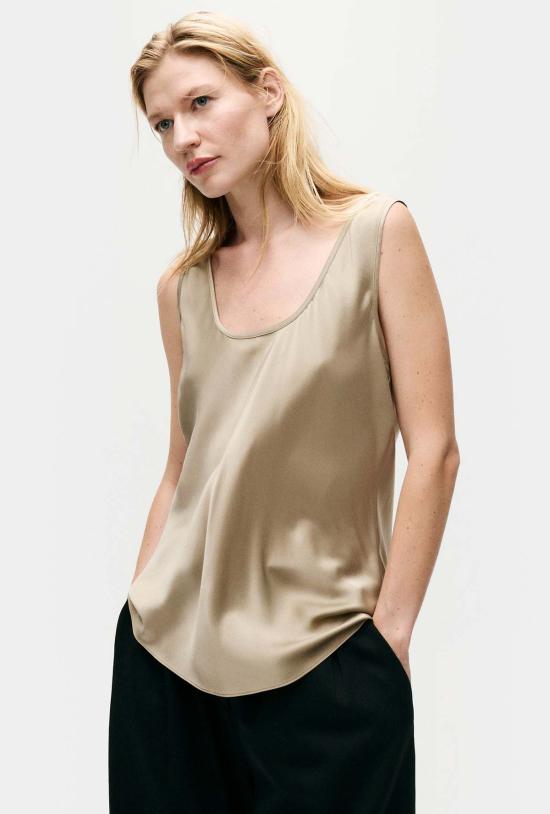  실크 런드리 민소매 티셔츠 스쿠프 넥 탱크 그래파이트