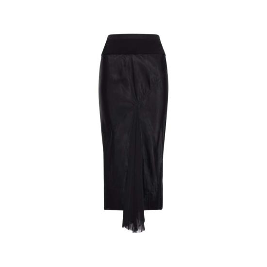  릭 오웬스 롱 스커트 패널 디자인 비대칭 밑단  블랙