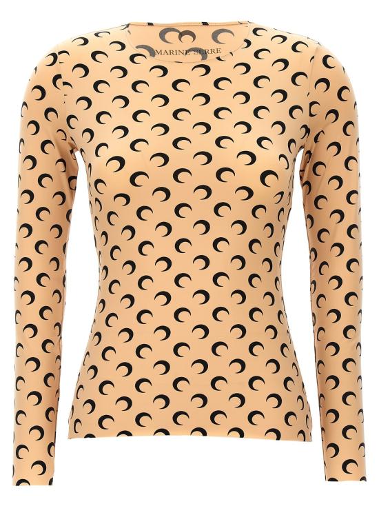  마린세르 긴팔 티셔츠 마린 세르 문 프린트 저지 탑 뉴트럴/블랙
