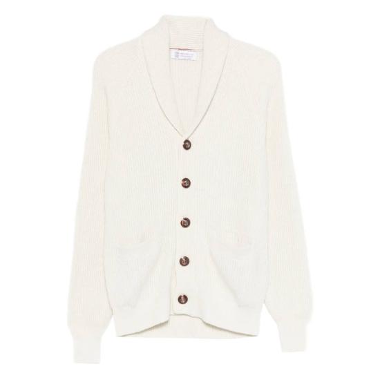  브루넬로 쿠치넬리 가디건 숄 칼라  오프 화이트