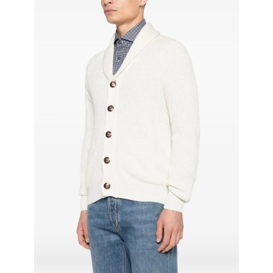  브루넬로 쿠치넬리 가디건 숄 칼라  오프 화이트 - BRUNELLO CUCINELLI