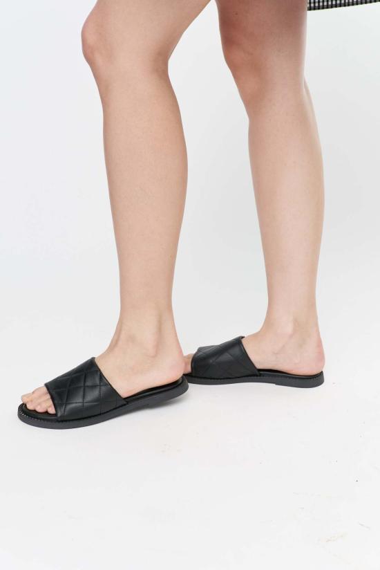  ALL BLACK 뮬/슬리퍼 올 블랙 퀼팅 슬라이드 - OTHER BRANDS