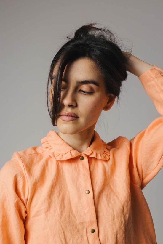  Pamut Apparel USA 탑 Pamut Apparel Usa 러플 칼라 셀린느 셔츠 리넨 - OTHER BRANDS