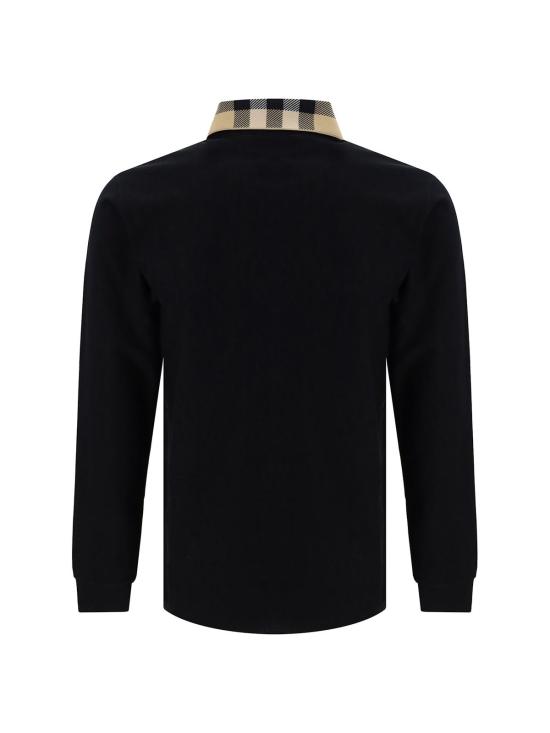  버버리 폴로 티셔츠 블랙 긴팔 폴로 셔츠 - BURBERRY