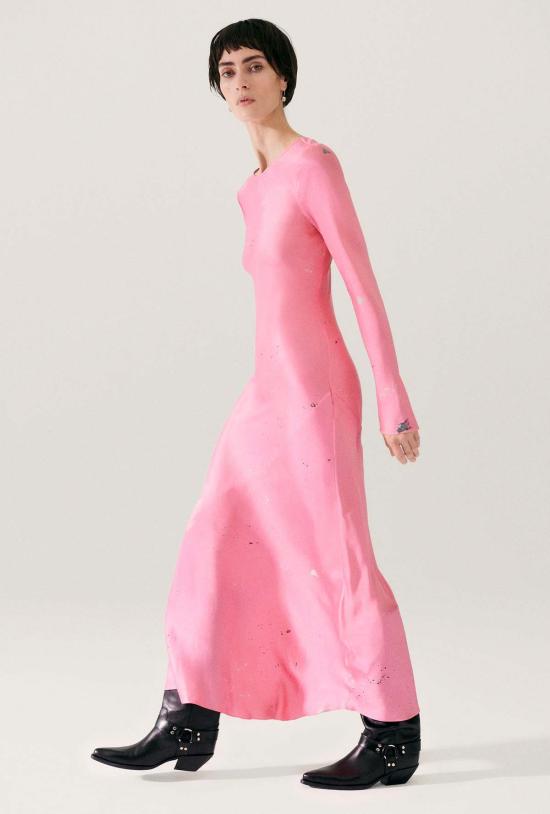  실크 런드리 롱 원피스 실크 세탁 긴팔 바이어스 드레스 호그워시 - SILK LAUNDRY