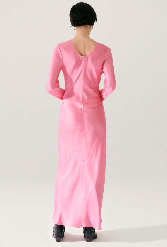  실크 런드리 롱 원피스 실크 세탁 긴팔 바이어스 드레스 호그워시 - SILK LAUNDRY