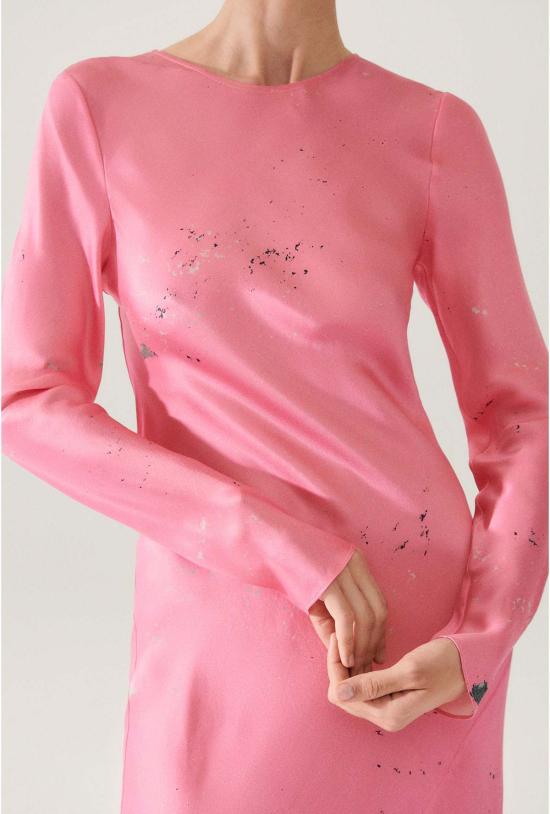  실크 런드리 롱 원피스 실크 세탁 긴팔 바이어스 드레스 호그워시 - SILK LAUNDRY