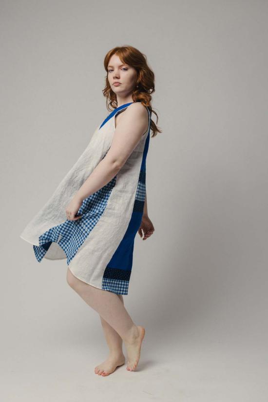  Pamut Apparel USA 미디 원피스 파무트 어패럴 USA 기하학 드레스 여름 패치워크 - PAMUT APPAREL