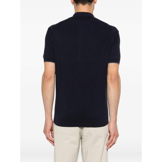  브루넬로 쿠치넬리 폴로 티셔츠 Brunello Cucinelli 스웨터 폴로 셔츠 네이비 블루 - BRUNELLO CUCINELLI
