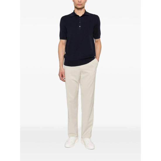  브루넬로 쿠치넬리 폴로 티셔츠 Brunello Cucinelli 스웨터 폴로 셔츠 네이비 블루 - BRUNELLO CUCINELLI