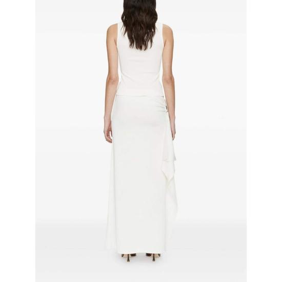  크리스토퍼에스버 미디 스커트 크리스토퍼 에스버 펜던트 디테일 캐스케이드 디테일 개더 디테일 비대칭 밑단  화이트 - CHRISTOPHER ESBER