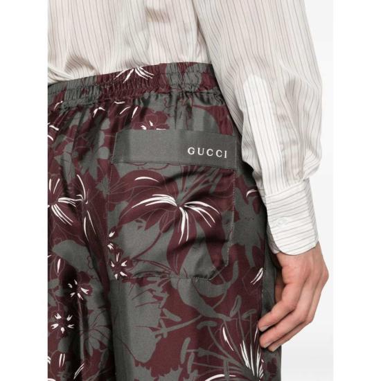  구찌 스트레이트 팬츠 팬츠 그레이/레드 - GUCCI