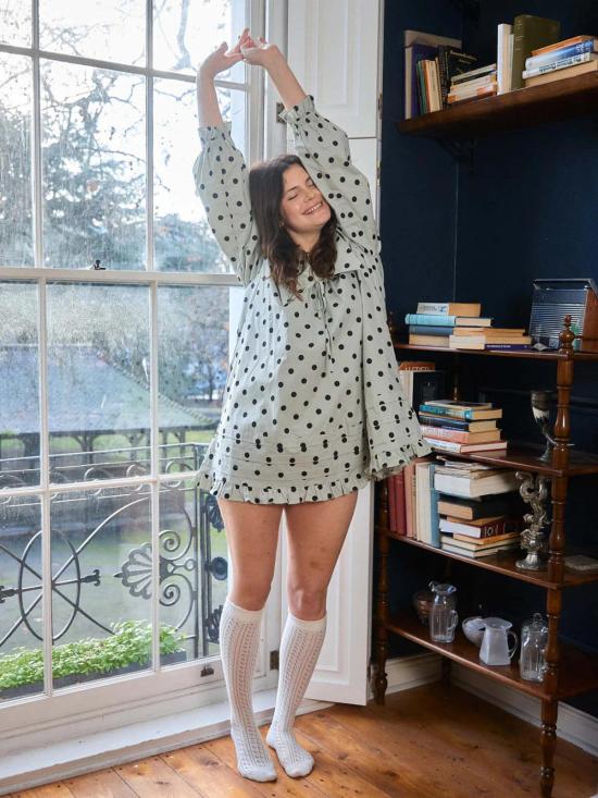  리사 세이즈 가 숏 원피스 민트 칩 도트 리 드레스 - LISA SAYS GAH