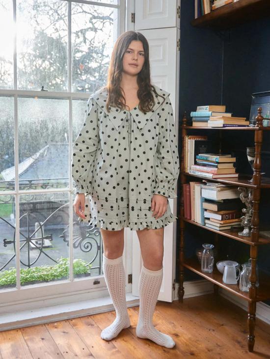  리사 세이즈 가 숏 원피스 민트 칩 도트 리 드레스 - LISA SAYS GAH