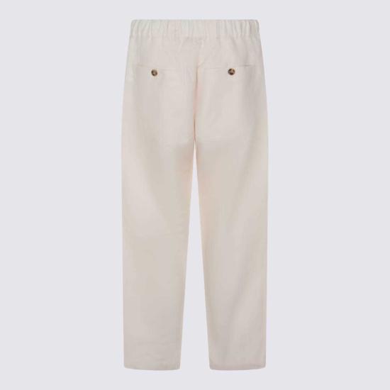  브루넬로 쿠치넬리 스트레이트 팬츠 Brunello Cucinelli 린넨 코튼 블렌드 팬츠 - BRUNELLO CUCINELLI