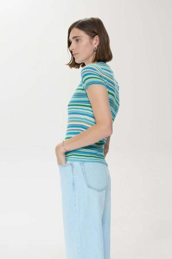  피스톨라 스웨터 셀레네 반팔  티셔츠 블루/그린 멀티 - PISTOLA