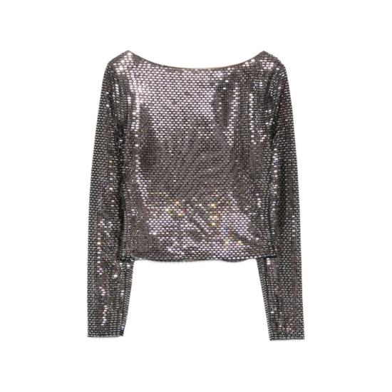  셀프 포트레이트 블라우스 장식 라운드넥 긴팔  블랙