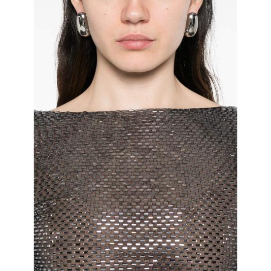  셀프 포트레이트 블라우스 장식 라운드넥 긴팔  블랙 - SELF PORTRAIT