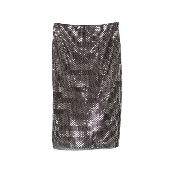  셀프 포트레이트 미디 스커트 블랙