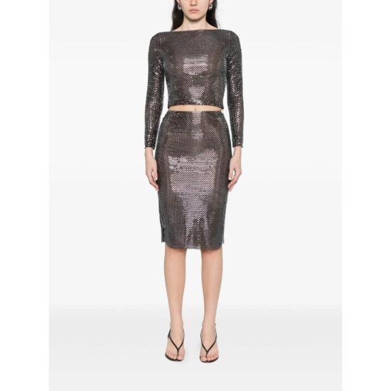  셀프 포트레이트 미디 스커트 블랙 - SELF PORTRAIT