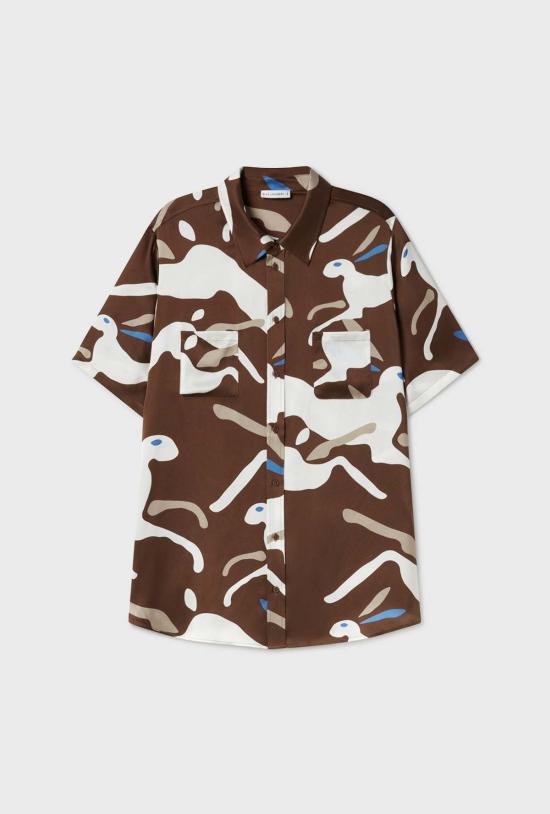  실크 런드리 긴팔 티셔츠 반팔 보이프렌드 셔츠 래빗 다크 어스