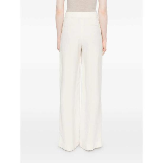  브루넬로 쿠치넬리 스트레이트 팬츠 와이드 레그 플리츠 디테일 팬츠 화이트 - BRUNELLO CUCINELLI