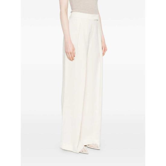  브루넬로 쿠치넬리 스트레이트 팬츠 와이드 레그 플리츠 디테일 팬츠 화이트 - BRUNELLO CUCINELLI