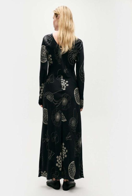  실크 런드리 롱 원피스 실크 세탁 풀슬리브 바이어스 드레스 피보나치 블랙 - SILK LAUNDRY