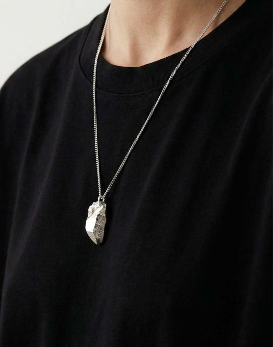  레이어스 네크리스 스펙트럴 실버 조각 암석 수정 펜던트 목걸이 - LLAYERS