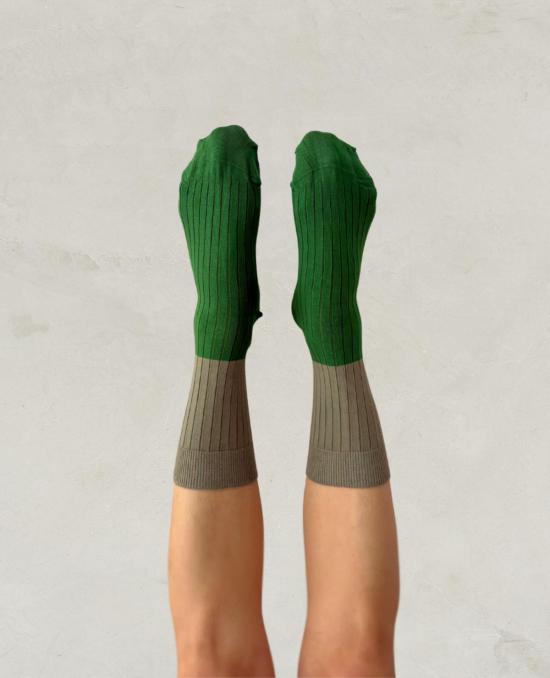  에스큐이어 양말 에스쿠이어 컬러 블록  아가베 & 그린