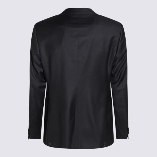  조르지오 아르마니 수트 자켓 다크 블루 코튼 수트 - GIORGIO ARMANI