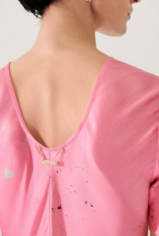  실크 런드리 롱 원피스 실크 세탁 반팔 바이어스 드레스 호그워시 - SILK LAUNDRY