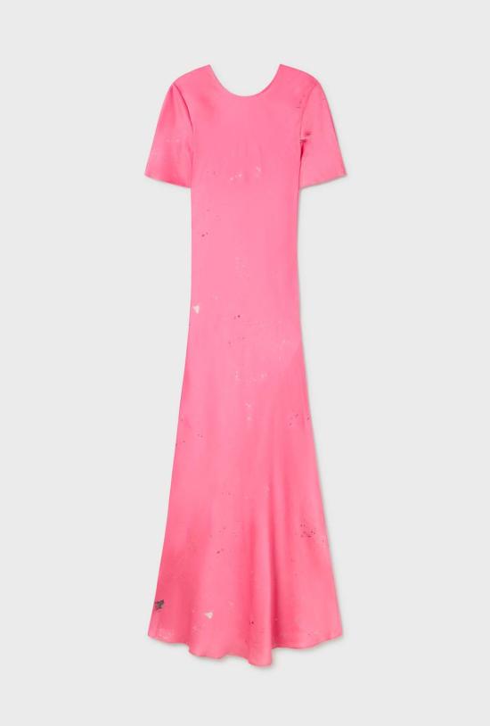  실크 런드리 롱 원피스 실크 세탁 반팔 바이어스 드레스 호그워시 - SILK LAUNDRY