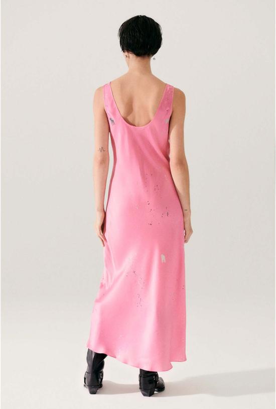  실크 런드리 롱 원피스 실크 세탁 스쿱넥 드레스 호그워시 - SILK LAUNDRY