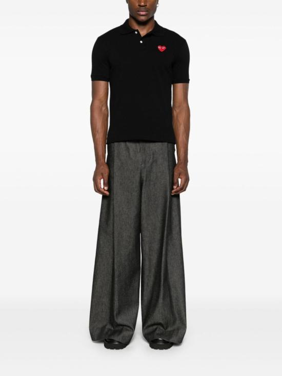  꼼데가르송 반팔 티셔츠 Comme Des Garçons 코튼 폴로 셔츠 블랙 - COMME DES GARCONS