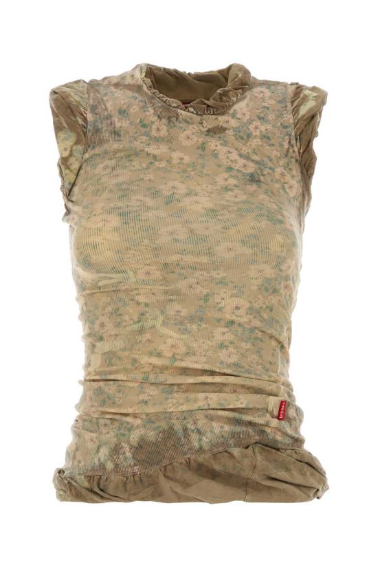  디젤 블라우스 프린트 스트레치 코튼 탑 7 Fya