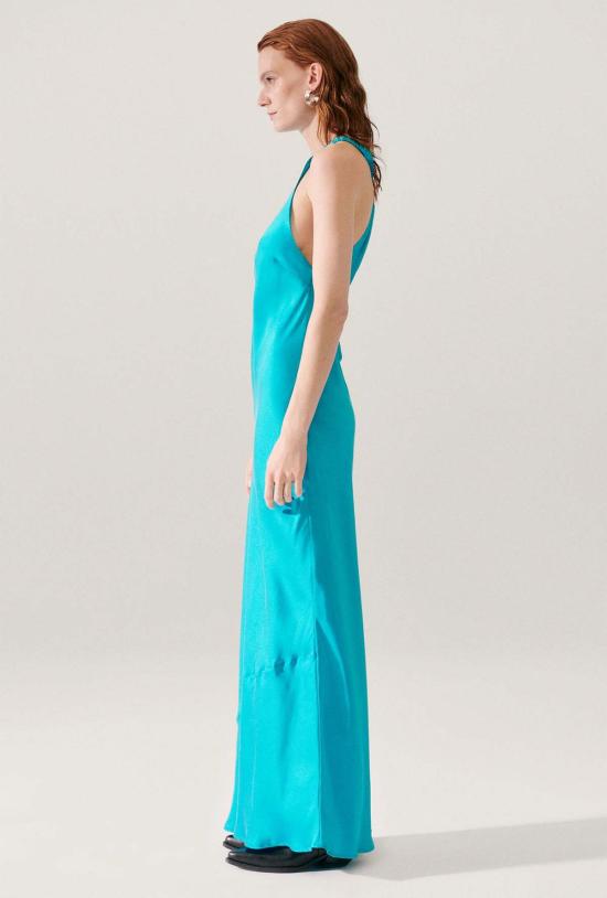  실크 런드리 롱 원피스 실크 세탁 하이 로우 드레스 산소 - SILK LAUNDRY