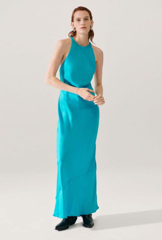  실크 런드리 롱 원피스 실크 세탁 하이 로우 드레스 산소