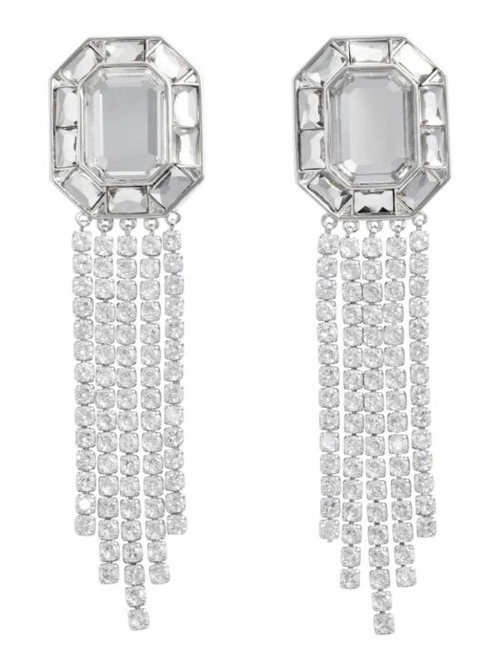  셀프 포트레이트 이어링 실버 크리스탈 드롭렛