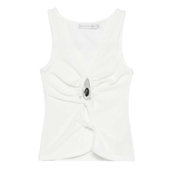  크리스토퍼에스버 민소매 티셔츠 크리스토퍼 에스버 브이넥 컷아웃 크롭 탱크탑 화이트