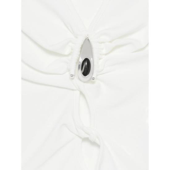  크리스토퍼에스버 민소매 티셔츠 크리스토퍼 에스버 브이넥 컷아웃 크롭 탱크탑 화이트 - CHRISTOPHER ESBER