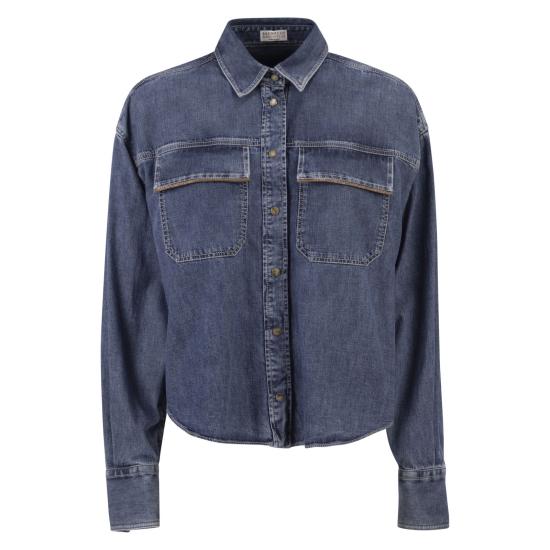 26SS 브루넬로 쿠치넬리 데님 셔츠 MH192RB526 MEDIUM DENIM