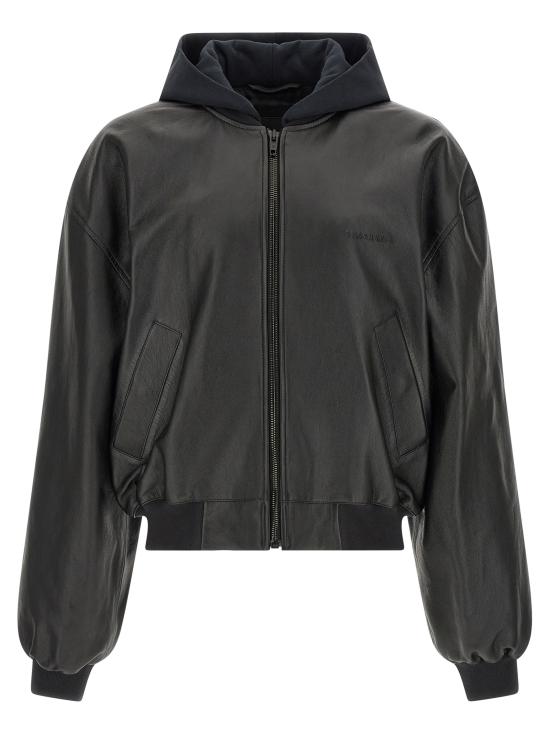 26SS 발렌시아가 가죽 자켓 869697TUS061000 Black