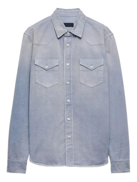 26SS 프라다 긴팔 셔츠 GEC115SOOO 18PF F0E1Y BLUE GREY