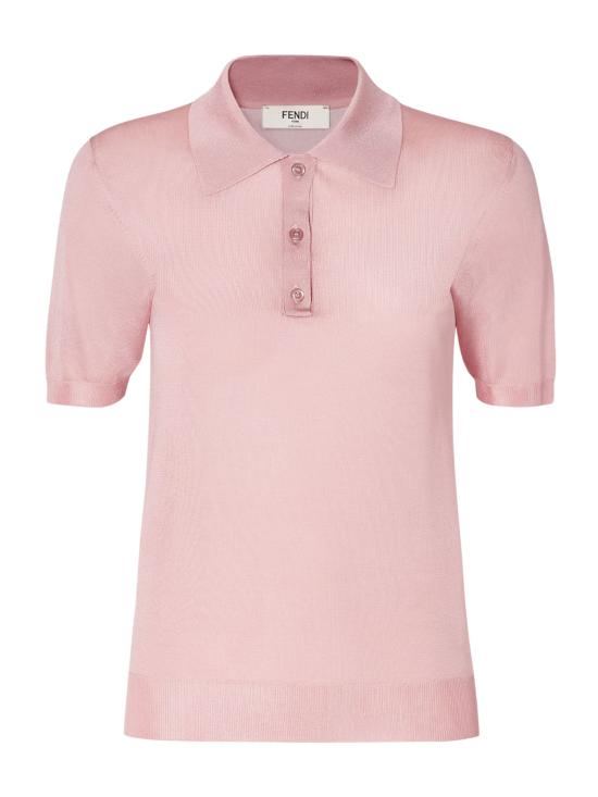 26SS 펜디 샤이니 비스코스 폴로 셔츠 FZXE82 AW4VF1W0S Pink