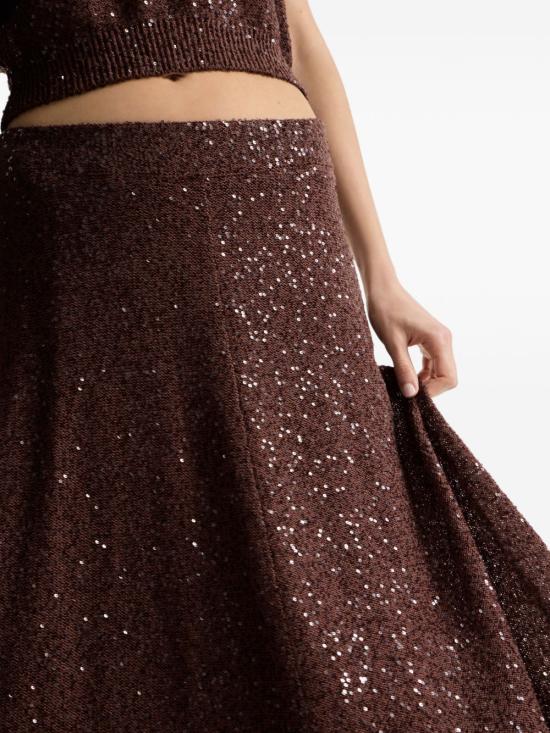 26SS 브루넬로 쿠치넬리 미디 스커트 MDJ547689 C9092 Brown - BRUNELLO CUCINELLI