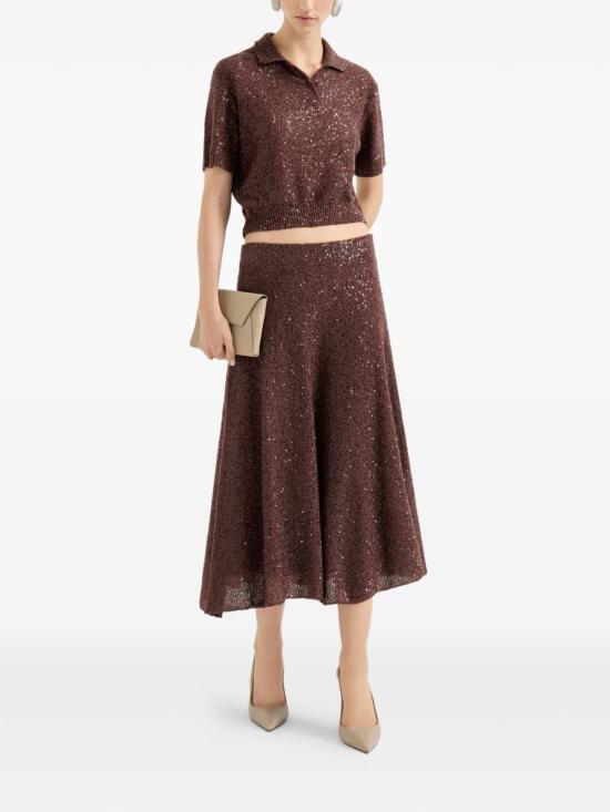 26SS 브루넬로 쿠치넬리 미디 스커트 MDJ547689 C9092 Brown - BRUNELLO CUCINELLI