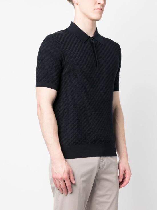 26SS 브리오니 코튼 실크 캐시미어 트라마 위브 폴로 셔츠 UMR20O PAK224100 Blu - BRIONI