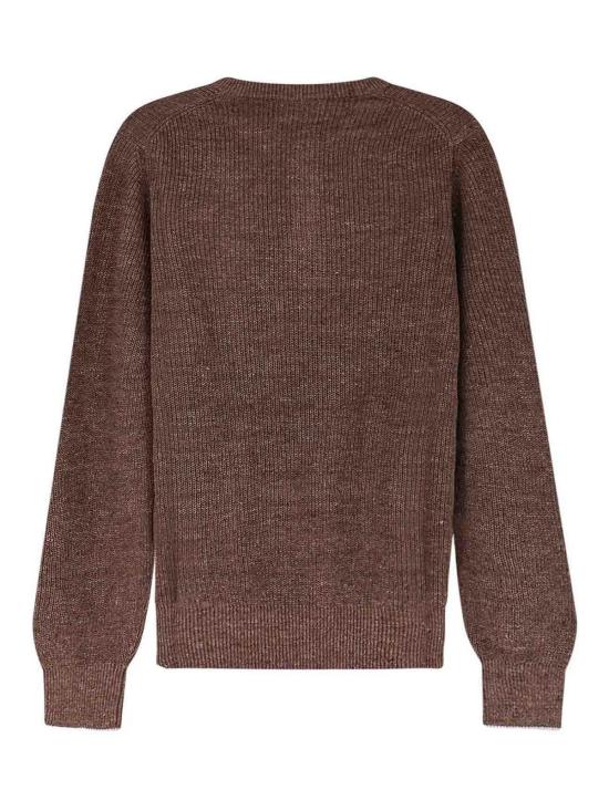 26SS 브루넬로 쿠치넬리 헨리넥 코튼 리넨 블렌디드 하프 잉글리시 립 니트 스웨터 M2L707711CNO22 Beige - BRUNELLO CUCINELLI