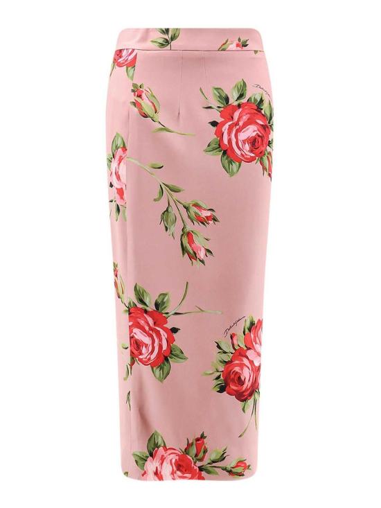26SS 돌체앤가바나 로즈 부케 프린트 스트레이트 스커트 F4CS8TFSA8QHF5ZN Pink